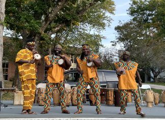 Akwaaba Ensemble band group performs at NEC