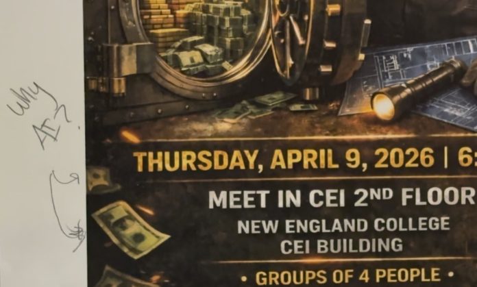 An A.I poster with angry handwriting in the margin.